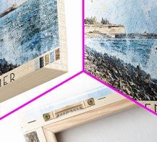 Load image into Gallery viewer, Belle-Île-en-Mer, France Watercolor Print, Vacation Gift, France Wall Art, Beach Painting, Beach Decor, Large Wall Art, Wood Frame Art