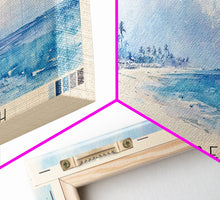 Load image into Gallery viewer, Bávaro Beach, Dominican Republic Watercolor Beach Print, Vacation Gift, Dominican Republic Wall Art, Framed Canvas Print, Framed Beach Painting