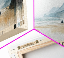 Carregar imagem no visualizador da galeria, Cannon Beach, Oregon Watercolor Beach Print, Vacation Gift, Oregon Wall Art, Framed Canvas Print, Framed Beach Painting