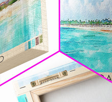 Cargar imagen en el visor de la galería, Cayo Paraiso, Dominican Republic Watercolor Beach Print, Vacation Gift, Dominican Republic Wall Art, Framed Canvas Print, Framed Beach Painting