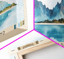 Load image into Gallery viewer, Chatham Island, New Zealand Watercolor Print, Vacation Gift, New Zealand Wall Art, Beach Painting, Beach Decor, Large Wall Art, Wood Frame Art