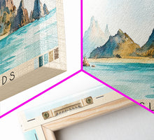 Cargar imagen en el visor de la galería, Chausey Islands, France Watercolor Beach Print, Vacation Gift, France Wall Art, Framed Canvas Print, Framed Beach Painting