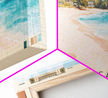 Load image into Gallery viewer, Crane Beach, Barbados Watercolor Beach Print, Vacation Gift, Barbados Wall Art, Framed Canvas Print, Framed Beach Painting