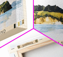 Load image into Gallery viewer, D’Urville Island, New Zealand Watercolor Beach Print, Vacation Gift, New Zealand Wall Art, Framed Canvas Print, Framed Beach Painting