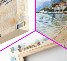 Load image into Gallery viewer, Dobrec Beach, Montenegro Watercolor Beach Print, Vacation Gift, Montenegro Wall Art, Beach Painting, Beach Decor, Beach Painting