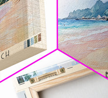 Carregar imagem no visualizador da galeria, Flamenco Beach, Puerto Rico Watercolor Beach Print, Vacation Gift, Puerto Rico Wall Art, Framed Canvas Print, Framed Beach Painting