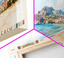 Load image into Gallery viewer, Giardini naxos beach, Italy Watercolor Beach Print, Vacation Gift, Italy Wall Art, Beach Painting, Beach Decor, Beach Painting