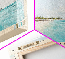 Load image into Gallery viewer, Gibbs Cay, Turks and Caicos Watercolor Beach Print, Vacation Gift, Turks and Caicos Wall Art, Framed Canvas Print, Framed Beach Painting