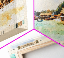 Carregar imagem no visualizador da galeria, Gili Trawangan, Indonesia Watercolor Beach Print, Vacation Gift, Indonesia Wall Art, Framed Canvas Print, Framed Beach Painting