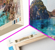 Load image into Gallery viewer, Isola Bella, Italy Watercolor Beach Print, Vacation Gift, Italy Wall Art, Framed Canvas Print, Framed Beach Painting