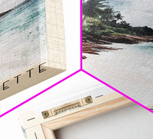 Load image into Gallery viewer, Anse Georgette, Seychelles Watercolor Beach Print, Vacation Gift, Seychelles Wall Art, Framed Canvas Print, Framed Beach Painting