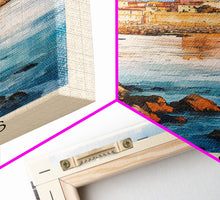 Load image into Gallery viewer, Antibes, France Watercolor Print, Vacation Gift, France Wall Art, Beach Painting, Beach Decor, Large Wall Art, Wood Frame Art