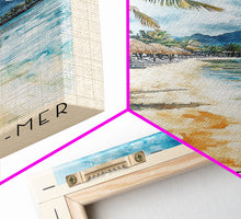 Load image into Gallery viewer, Belle-Île-en-Mer, France Watercolor Print, Vacation Gift, France Wall Art, Beach Painting, Beach Decor, Large Wall Art, Wood Frame Art