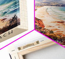 Load image into Gallery viewer, Bells Beach, Australia Watercolor Beach Print, Vacation Gift, Australia Wall Art, Framed Canvas Print, Framed Beach Painting