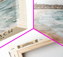 Load image into Gallery viewer, Bondi Beach, Sydney, Australia Watercolor Print, Vacation Gift, Sydney, Australia Wall Art, Beach Painting, Beach Decor, Large Wall Art, Wood Frame Art