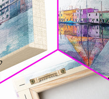 Load image into Gallery viewer, Burano, Italy Watercolor Print, Vacation Gift, Italy Wall Art, Beach Painting, Beach Decor, Large Wall Art, Wood Frame Art