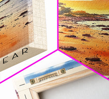 Load image into Gallery viewer, Cape Maclear, Malawi Watercolor Print, Vacation Gift, Malawi Wall Art, Beach Painting, Beach Decor, Large Wall Art, Wood Frame Art