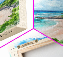 Load image into Gallery viewer, Crane Beach, Barbados Watercolor Beach Print, Vacation Gift, Barbados Wall Art, Framed Canvas Print, Framed Beach Painting