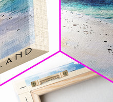 Load image into Gallery viewer, Rangali Island, Maldives Watercolor Beach Print, Vacation Gift, Maldives Wall Art, Framed Canvas Print, Framed Beach Painting