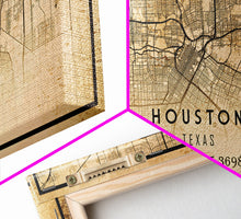 Load image into Gallery viewer, Distressed Houston map print poster canvas print, framed road map art, Texas map print poster canvas, Houston city map print poster canvas