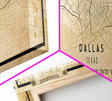 Load image into Gallery viewer, Dallas Panoramic Map Canvas Print, Texas Map Print, Texas Wall Art, Dallas Map Poster, US, Maps, Dallas Maps, Map Gifts, Large Framed Map