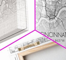 Cargar imagen en el visor de la galería, Cincinnati Street Map, Ohio Map, Map Print, Modern Art, Wall Art, Canvas Art, Garage Art, Educational Wall Art, Above Desk Décor, Room Décor