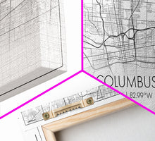 Cargar imagen en el visor de la galería, Columbus Street Map, Ohio Map, Map Print, Modern Art, Wall Art, Canvas Art, Cute Room Décor Aesthetic, Gift For Wife, Patriotic Décor