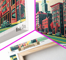 Load image into Gallery viewer, Chicago Illinois Panoramic Travel Poster Canvas Print