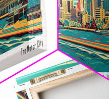 Load image into Gallery viewer, Detroit Michigan Panoramic Travel Poster Canvas Print