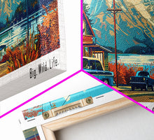 Load image into Gallery viewer, Anchorage Alaska Panoramic Travel Poster Framed Canvas Print, Mid Century Modern Art, Pop Art Style, Wall Art Decor, Home Decoration