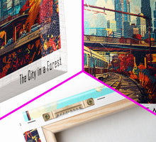 Load image into Gallery viewer, Atlanta Georgia Panoramic Wall Art Framed Canvas Print, Mid Century Modern Art, Pop Art Style, Travel Poster, Home Decor, Wall Hanging