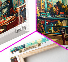 Carregar imagem no visualizador da galeria, Baltimore Maryland Panoramic Wall Art Framed Canvas Print, Mid Century Modern Art, Pop Art Style, Travel Poster, Home Decor, Retro Style