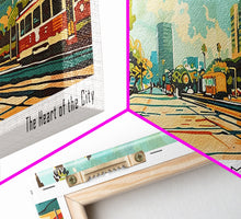 Load image into Gallery viewer, Anaheim California Panoramic Wall Art, Retro Pop Art Framed Canvas Print, Mid Century Modern Travel Poster, Living Room Decor, Wall Hanging