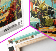 Load image into Gallery viewer, Chula Vista California Panoramic Painting, Mid Century Modern Framed Canvas Print, Retro Pop Art Travel Poster, Wall Decor, Office Art
