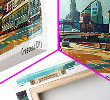 Load image into Gallery viewer, Cleveland Ohio Panoramic Wall Art, Mid Century Modern Framed Canvas Print, Retro Pop Art Travel Poster, Office Wall Art, Living Room Decor