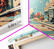 Load image into Gallery viewer, Garland Texas Panoramic Painting, Mid Century Modern Framed Canvas Print, Retro Pop Art Travel Poster, Wall Art, Home Decor, Office Art