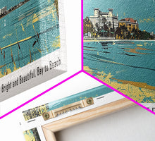 Cargar imagen en el visor de la galería, Clearwater Florida Panoramic Painting, Mid Century Modern Framed Canvas Print, Retro Pop Art Travel Poster, Home Decor, City Art