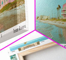 Load image into Gallery viewer, Corpus Christi Texas Panoramic Painting, Mid Century Modern Framed Canvas Print, Retro Pop Art Travel Poster, City Home Decor, Office Wall Art