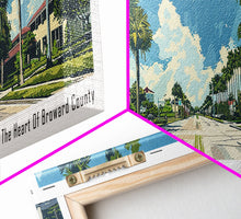 Load image into Gallery viewer, Davie Florida Panoramic Painting, Mid Century Modern Framed Canvas Print, Retro Pop Art Travel Poster, City Wall Art, Home Decor