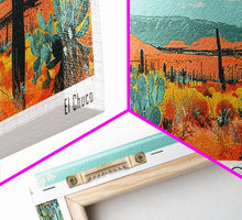 Load image into Gallery viewer, El Paso Texas Panoramic Painting, Mid Century Modern Framed Canvas Print, Retro Pop Art Travel Poster, Living Room Wall Decor