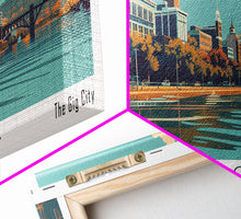 Cargar imagen en el visor de la galería, Chattanooga Tennessee Panoramic Painting, Framed Canvas Print, Mid Century Modern Wall Art, Retro Pop Art Travel Poster, Home Decor, City Art