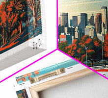 Load image into Gallery viewer, Dallas Texas Panoramic Painting, Framed Canvas Print, Mid Century Modern Wall Art, Retro Pop Art Travel Poster, Home Decor, City Art