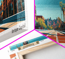 Carregar imagem no visualizador da galeria, Glendale Arizona Panoramic Painting, Mid Century Modern Framed Canvas Print, City Art, Retro Pop Art Travel Poster, Living Room Decor, City Wall Art, Home Office Decor