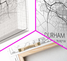 Load image into Gallery viewer, Durham Street Map, North Carolina Map, Map Art, Minimalist Art, Wall Art, Canvas Art, Trendy Room Décor, Bar Room Décor, Teacher Gift