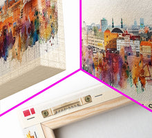 Carregar imagem no visualizador da galeria, Aarhus Denmark Panoramic Travel Poster, Framed Canvas Print or Metal Wall Art, Travel Art, Home Decor, Panoramic Painting, Midcentury Art