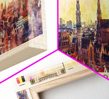 Load image into Gallery viewer, Antwerp Belgium Wall Art, Panoramic Travel Poster, Panoramic Framed Canvas Print, City Wall Art, Wall Hanging Home Decor, Travel Art