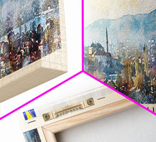 Load image into Gallery viewer, Banja Luka Bosnia Panoramic Travel Poster, Framed Canvas Print or Metal Wall Art, Travel Art, Home Decor, Panoramic Painting, Midcentury Art