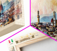 Carregar imagem no visualizador da galeria, Florence Italy Panoramic Travel Poster, Framed Canvas Print or Metal Wall Art, Travel Art, Home Decor, Panoramic Painting, Midcentury Art