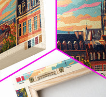 Carregar imagem no visualizador da galeria, Aalborg Denmark Wall Art, Panoramic Travel Poster, Panoramic Framed Canvas Print, City Wall Art, Wall Hanging Home Decor, Travel Art