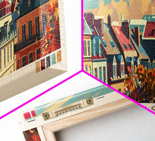 Carregar imagem no visualizador da galeria, Aarhus Denmark Panoramic Travel Poster, Framed Canvas Print or Metal Wall Art, Travel Art, Home Decor, Panoramic Painting, Midcentury Art